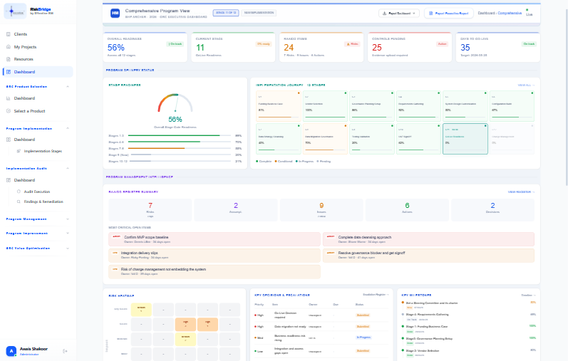 RiskBridge dashboard
