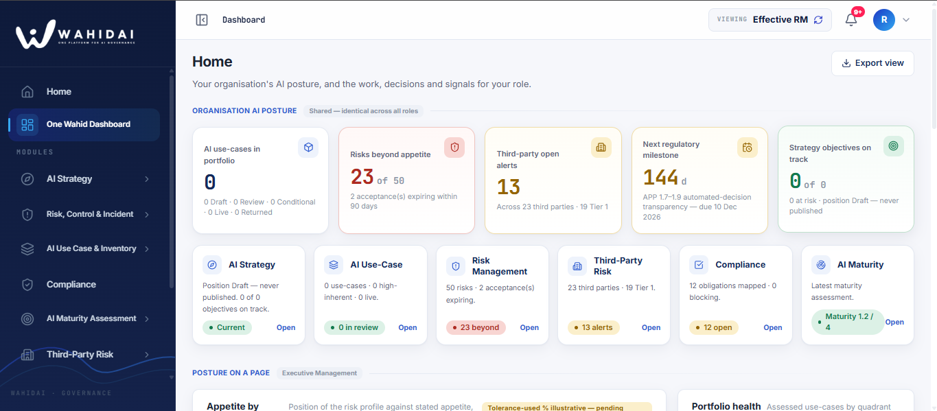 Wahid AI dashboard
